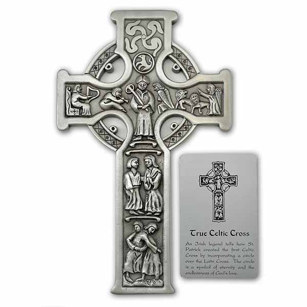 8" True Celtic Cross in Pewter - JC9011E is an Irish wall cross.