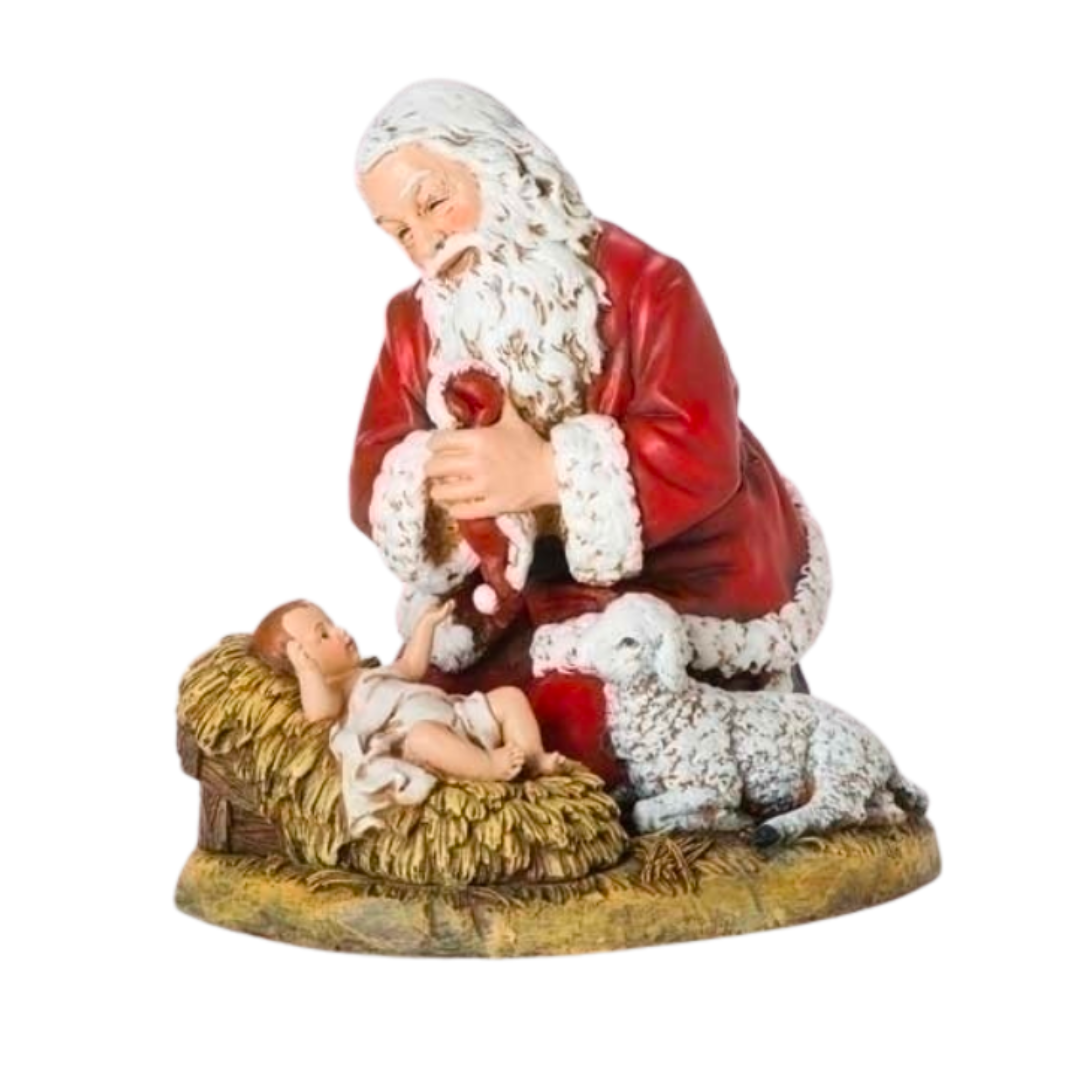 Joseph's Studio 13" Kneeling Santa w/Lamb Figure