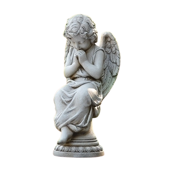 Joseph's Studio Garden Collection Seated Angel On Pedestal Statue 20-65976 is a 17 Inch Praying Angel Seated on a Pedestal Garden Statue. 