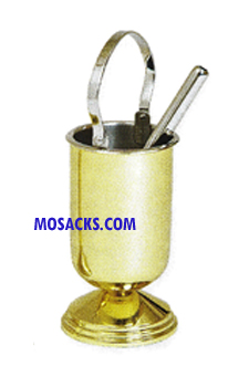 K384 Brass Holy Water Pot, Sprinkler and Liner