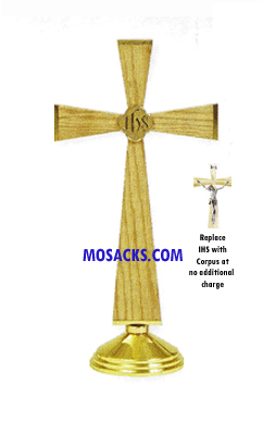 K751 Oak & Brass Altar Crucifix with K757 Corpus