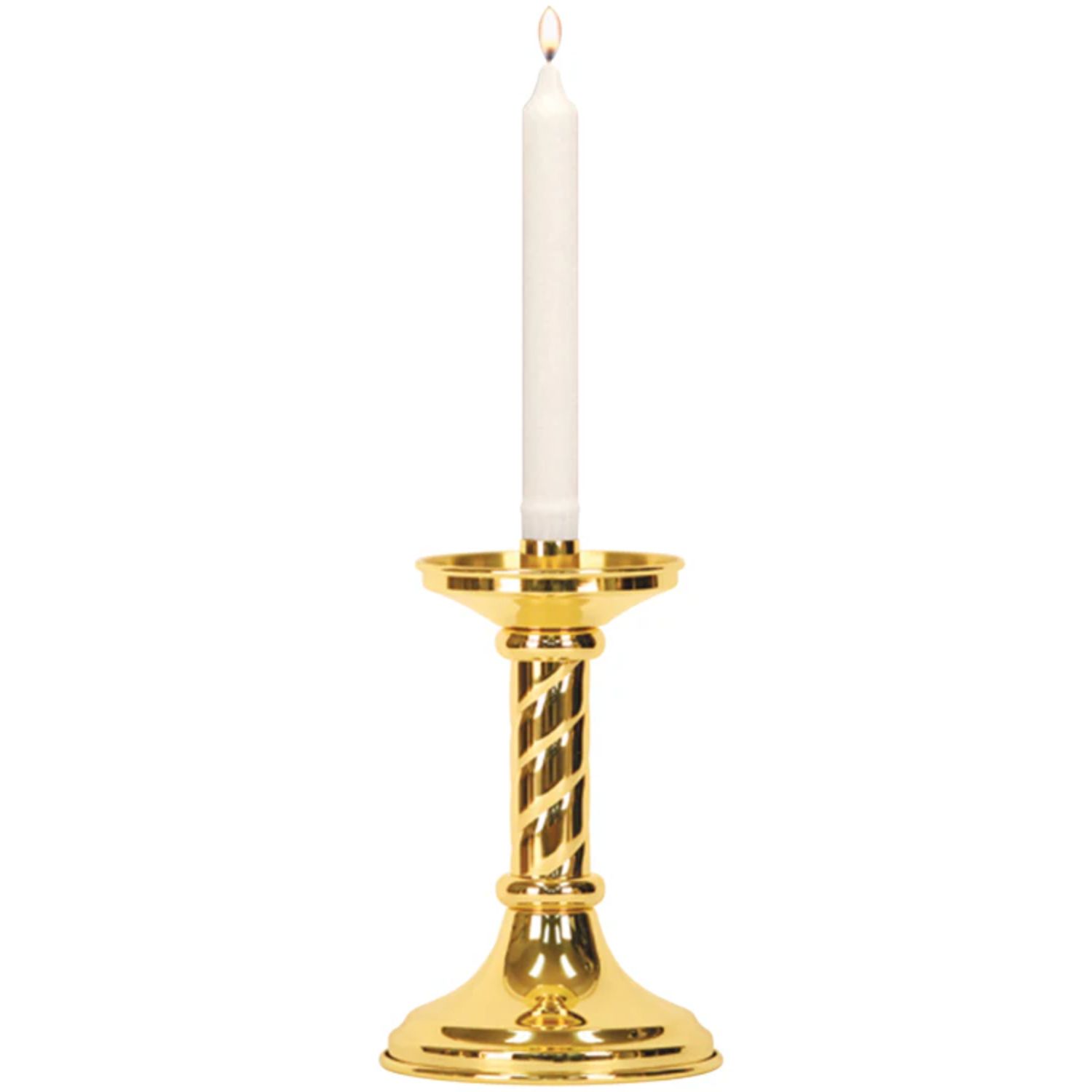 K Brand Ecclesiastical Brass Altar Candlestick is 8" high with 5" base and 7/8" Candle Socket 14-K1139CS  FREE SHIPPING