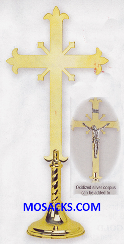 KBrand Ecclesiastical Brass Altar Cross with Corpus 28" H 7" base K1131-C