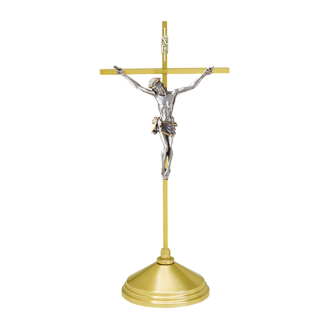 K Brand Brass Altar Crucifix 15" high 5" base