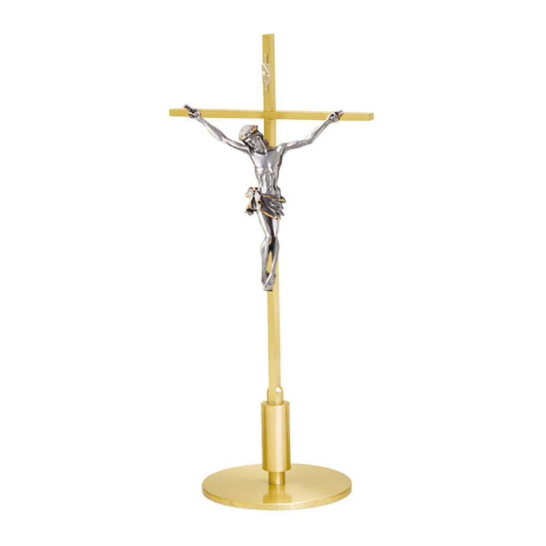 K Brand Brass Altar Crucifix 15" high 5" base