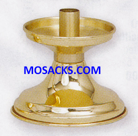 K Brand Solid Brass Altar Candlestick in 2-tone finish is 4" high with a 5" base and 7/8" candle socket 14-K147 FREE SHIPPING