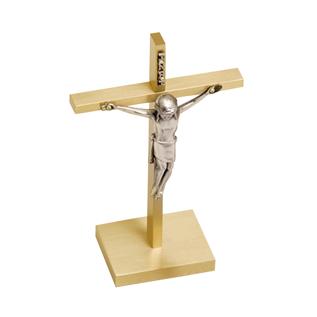 K Brand Brass Altar Crucifix 6.5" high 2.5" base