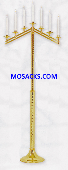KBrand Ecclesiastical Brass Floor Candelabra 60" high Adjustable Arms 3 Styles 14-K1136