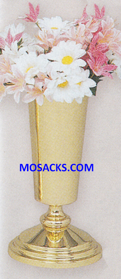 K Brand Solid Brass Vase with Aluminum Liner 7.5" high 4" base 14-K254