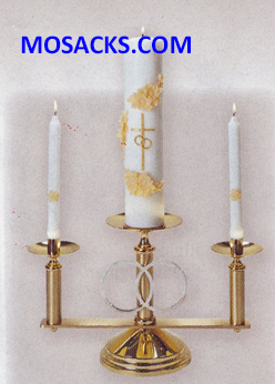 KBrand Polished Solid Brass Wedding Candelabra 10-3/4" high 18" wide 7" base K475