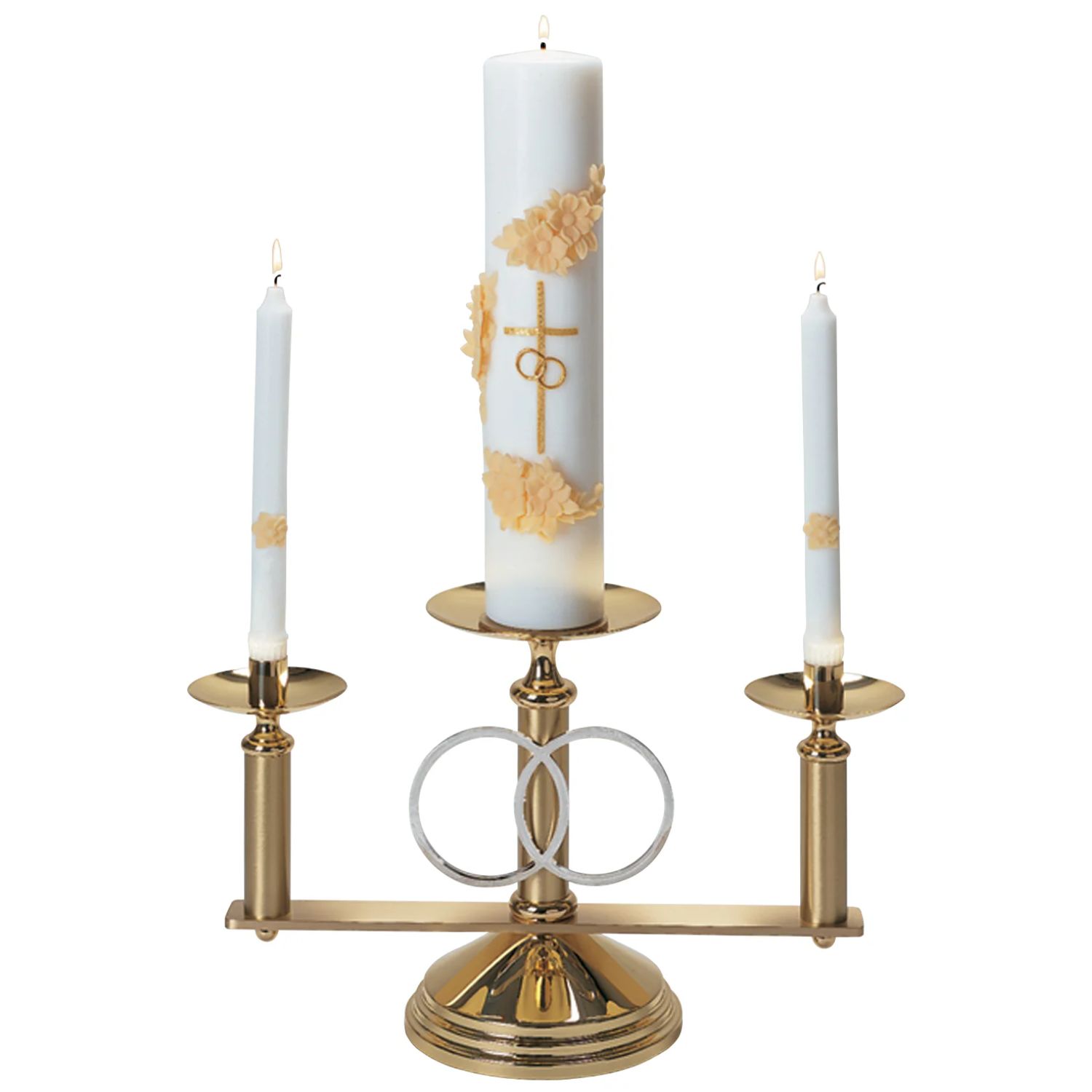 KBrand Polished Solid Brass Wedding Candelabra 10-3/4" high 18" wide 7" base K475