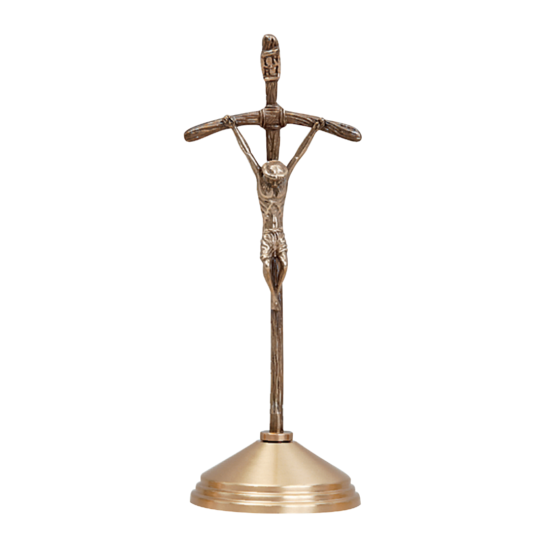 K Brand Bronze Pope John Paul II Crucifix 13" high 5" base