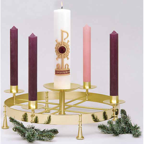 K Brand Church Solid Brass Advent Wreath 25 Inch Diameter-K604