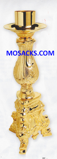 K Brand Gold Plate Paschal Candle Holder 21.75" high 8.75" base 14-K873