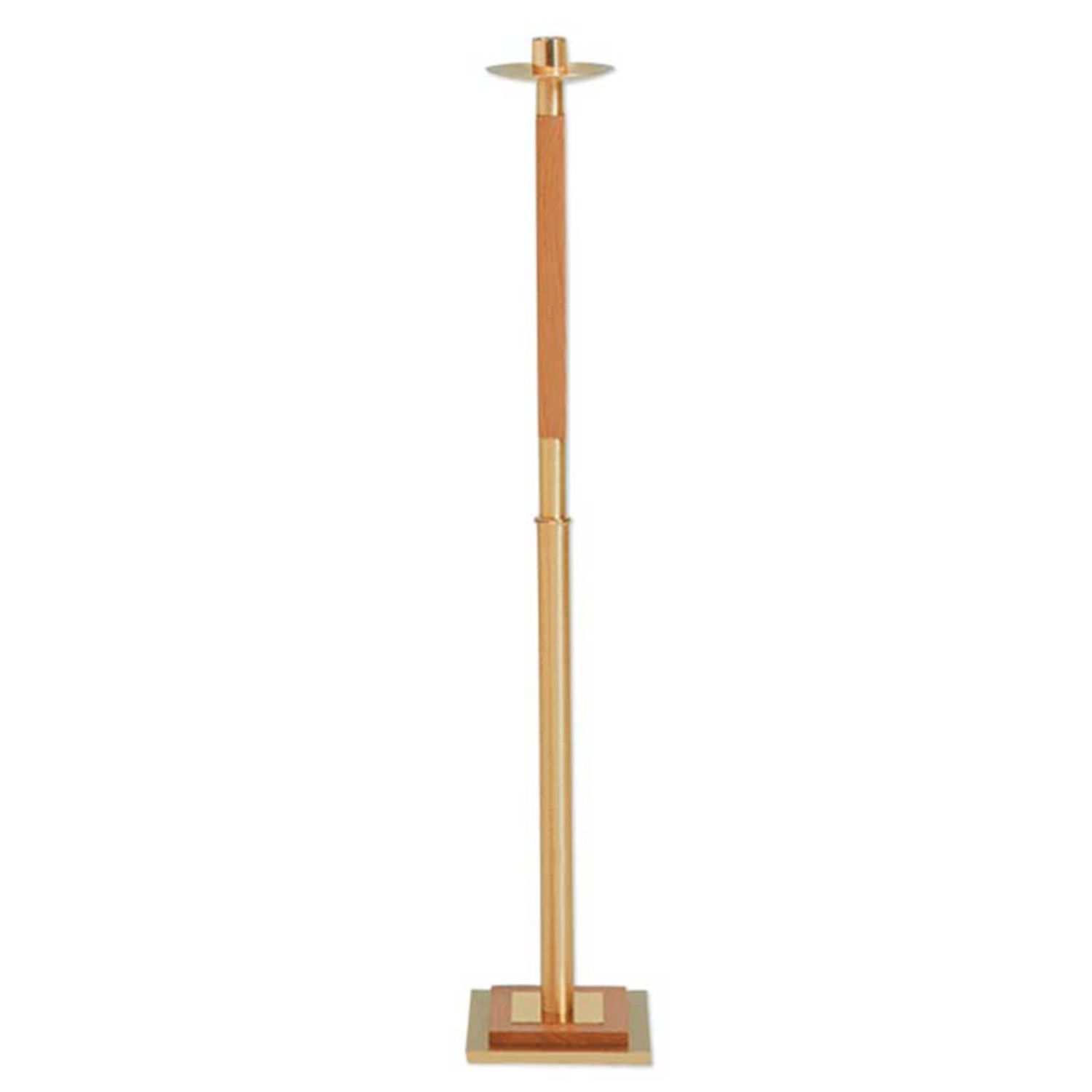 K Brand Oak and Brass Processional Candlestick 42" high 14-K131