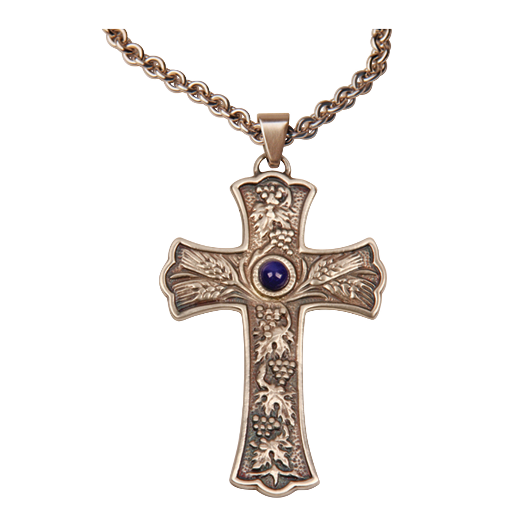 K Brand Pectoral Cross Oxidized Silver-K917 is 3-1/2"   FREE SHIPPING