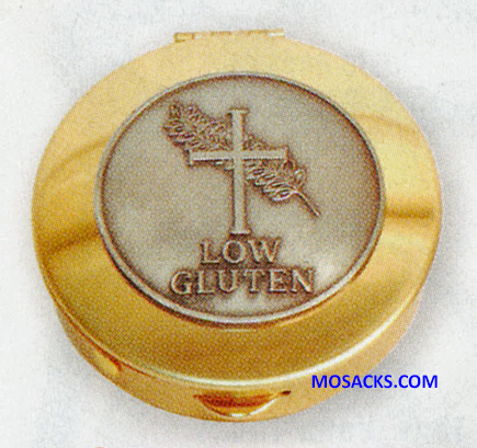 K Brand Pyx in Brass with Pewter Low Gluten medallion has 8 Host capacity K123-8