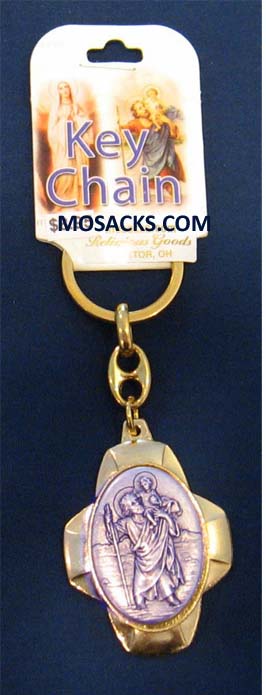 Keychain -St. Christopher Key Chain in Gold 12-1465-620 KeychainSt Christopher Gold 12-1465-620