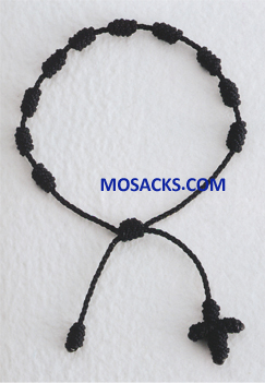 Knotted Cord Rosary Bracelet Black 356-4880001