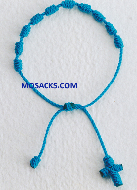 Knotted Cord Rosary Bracelet Blue 356-4880004