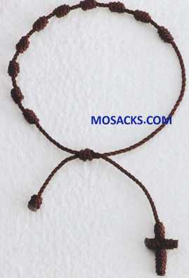 Knotted Cord Rosary Bracelet Brown 356-4880002