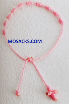 Knotted Cord Rosary Bracelet Pink 356-4880006