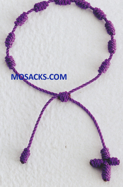 Knotted Cord Rosary Bracelet Purple 356-4880005
