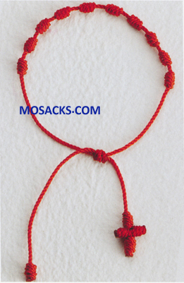Knotted Cord Rosary Bracelet Red 356-4880007