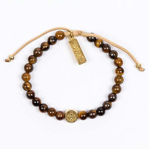 My Saint My Hero A Father's Love for their Child Tiger Eye Gold Tan Bracelet-22031TE