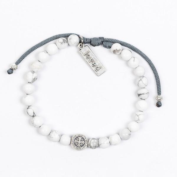 My Saint My Hero A Father's Love for their Daughter Howlite Silver Slate Bracelet-22032WH
