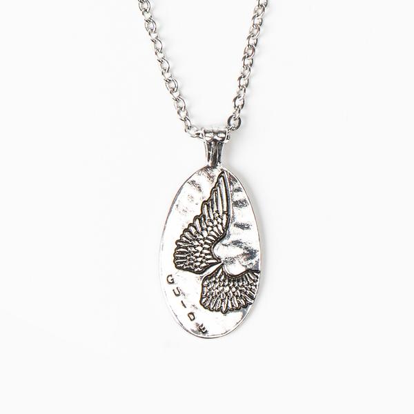 My Saint My Hero Angel Wing Protection Silver Necklace Chain-34013SL