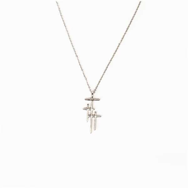 My Saint My Hero Faithful Light Three Cross Necklace Silver -34001SL