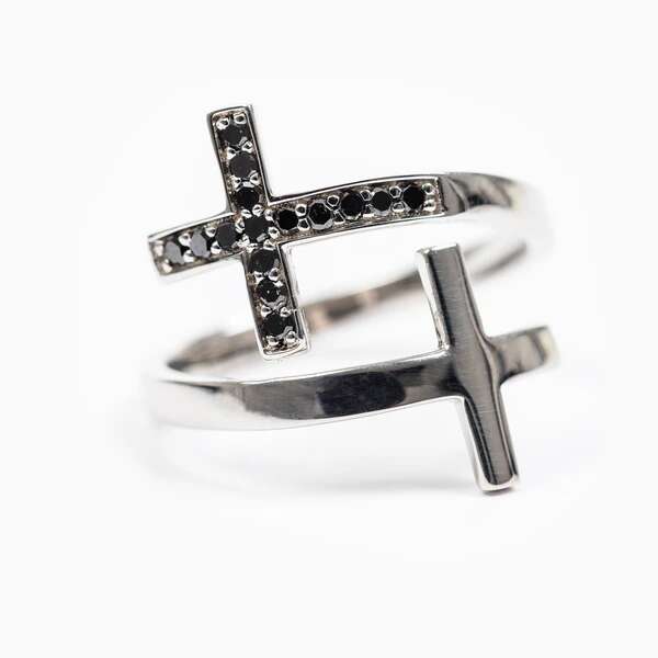 MSMH Pillar of Faith Ring Sterling Silver Black Diamonds-42107BK