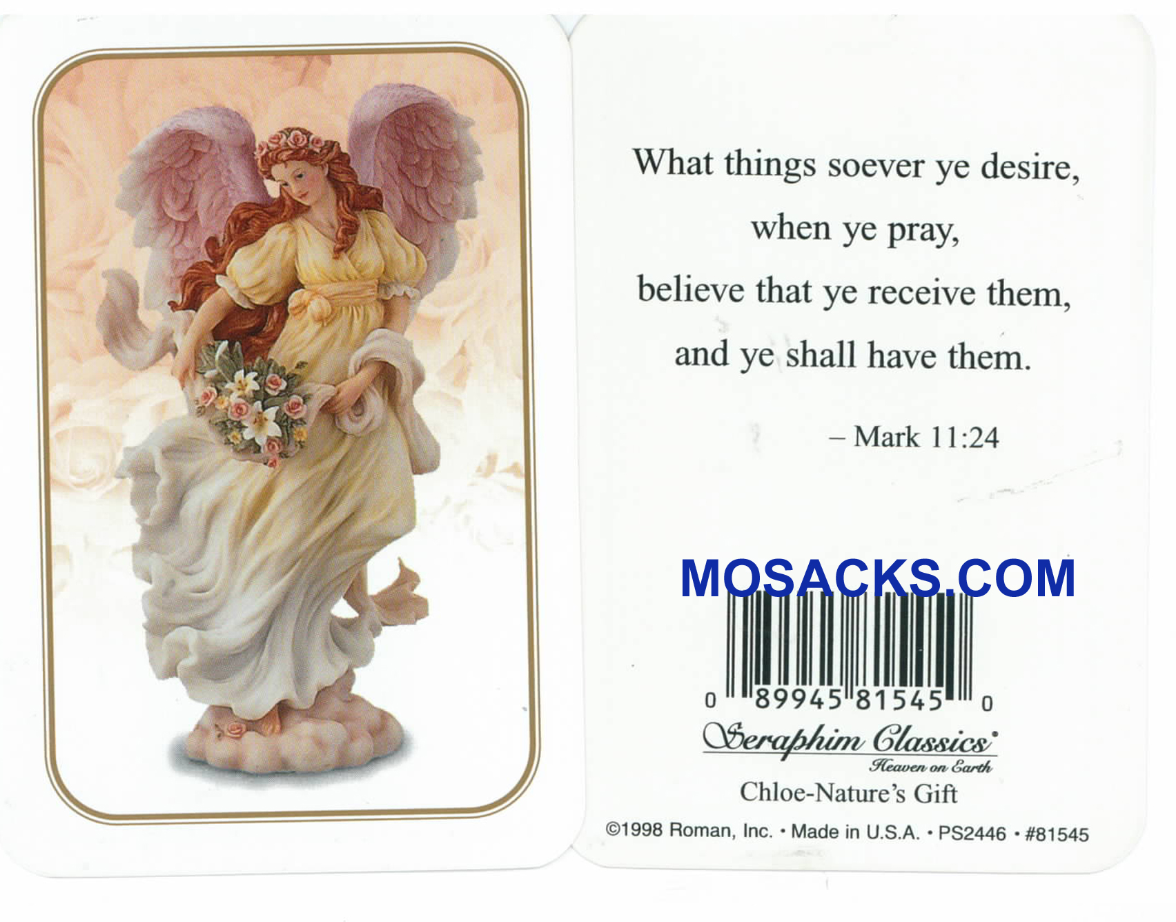 Mark 11:24 Seraphim Angel Holy Card-81545