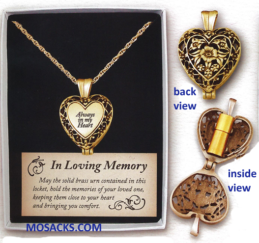 Memorial Locket Always In My Heart Antique Gold24" chain  5-AL101G-15Z00-2