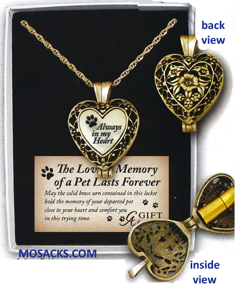 Memorial Locket Always In My Heart PeAntique Gold 24" chain 5-AL103-15W00-1