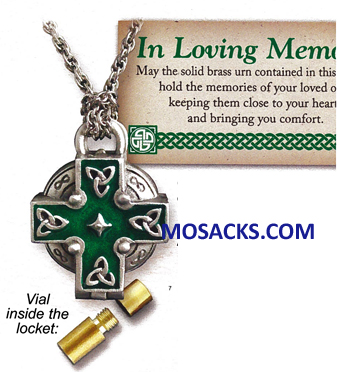 Memorial Locket Celtic Cross Pewter 24" chain 5-AL104-10Z00-2