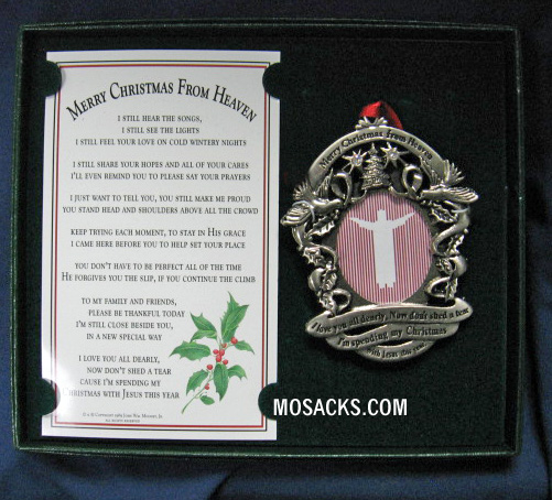 Merry Christmas From Heaven Pewter Remembrance Ornament -robm