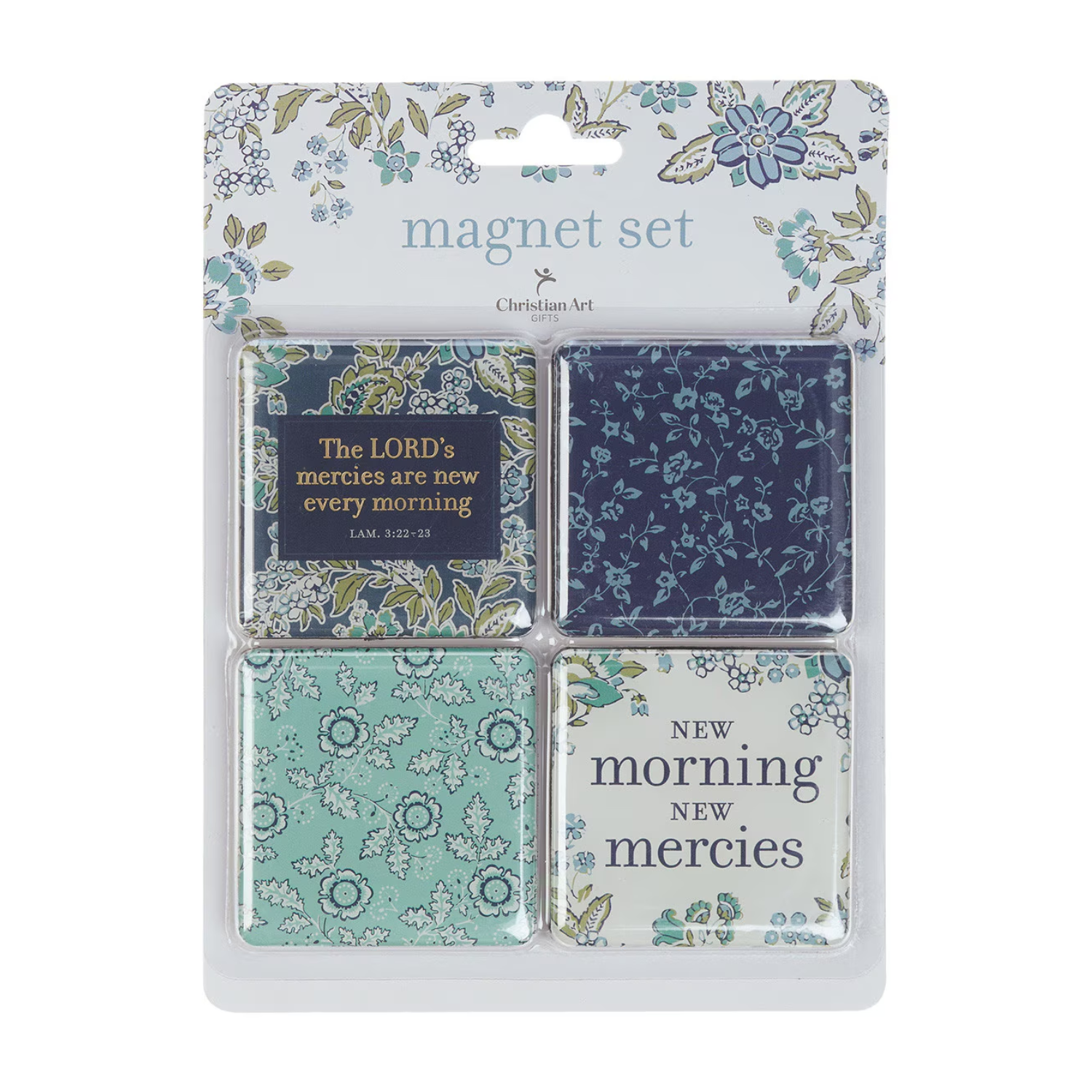 Morning Mercies Blue and Green Floral Magnet Set - 1220000720701