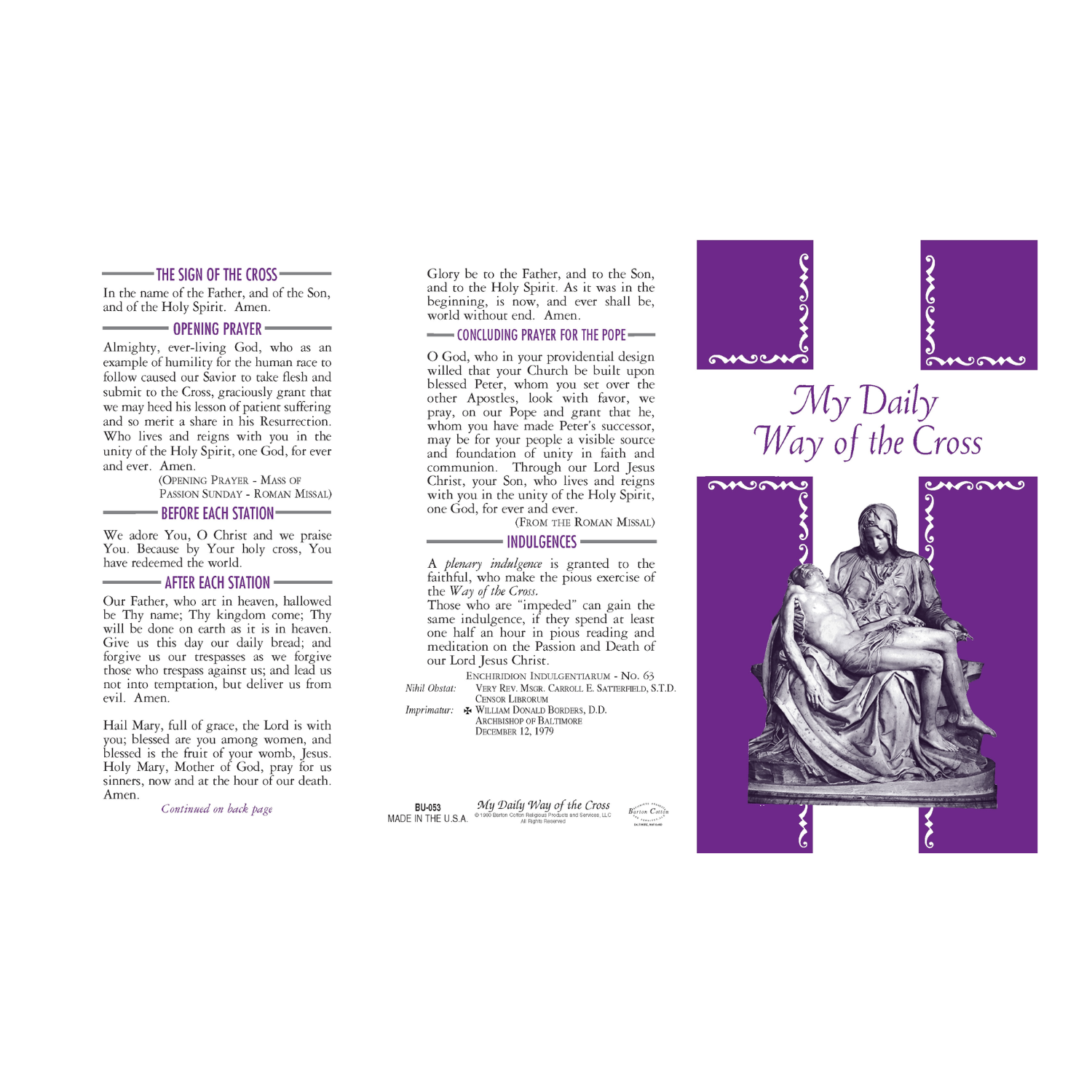 My Daily Way Of The Cross Folder Pamphlet 103-BU053 of Barton Cotton