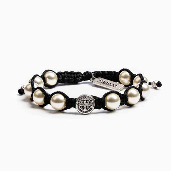 My Saint My Hero Divine Blessings Bracelet Black Silver Pearl-20001WT