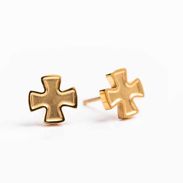 MSMH Faith Cross Gold Stud Earrings-40003GD