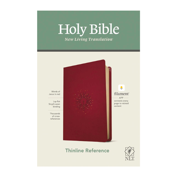 NLT Thinline Reference Bible (Cranberry/LeatherLike) - 9781496444837