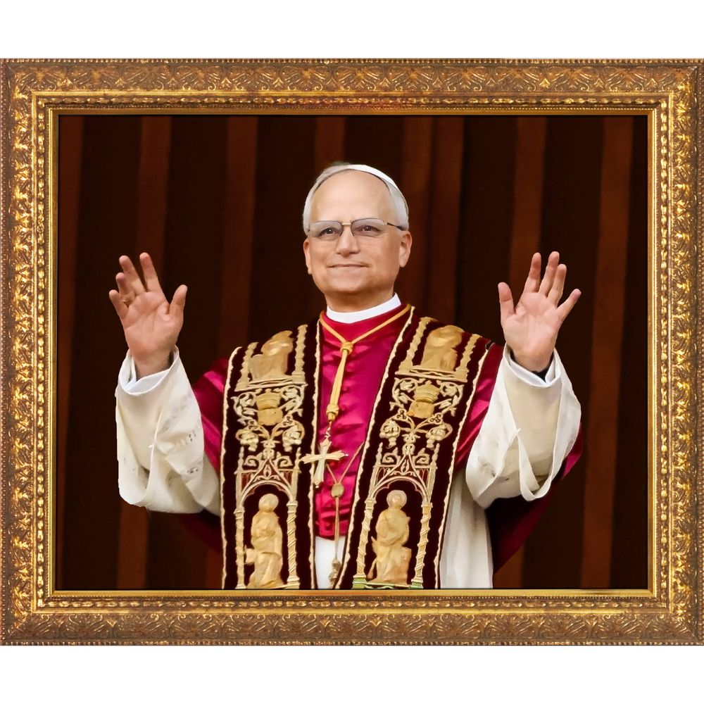 Pope Leo XIV Extending Arms in Blessing Framed Art
