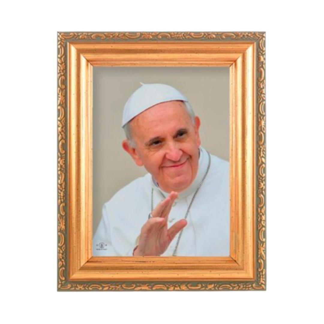 New Pope Francis 4.5x6.5 Inch Gold Frame Under Glass 461-574