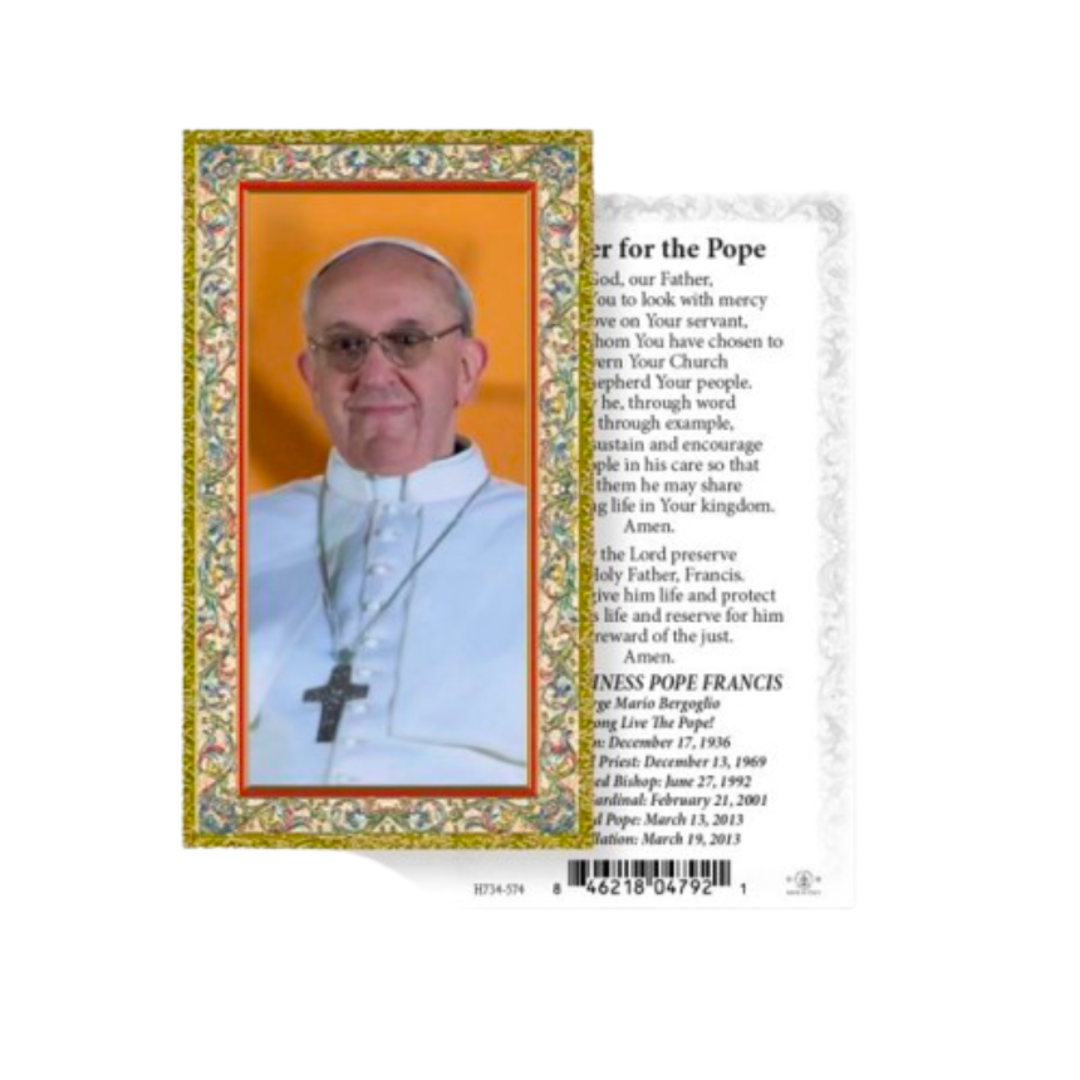 New Pope Francis Gold Stamp Holy Card With Prayer 734-574