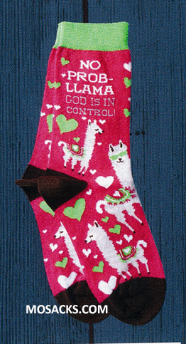 No Problema God Is In Control Llama Socks-SOX3516