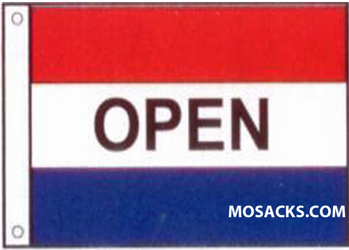 OPEN 3' x 5' Red/Blue Nylon Message Flag, #120048