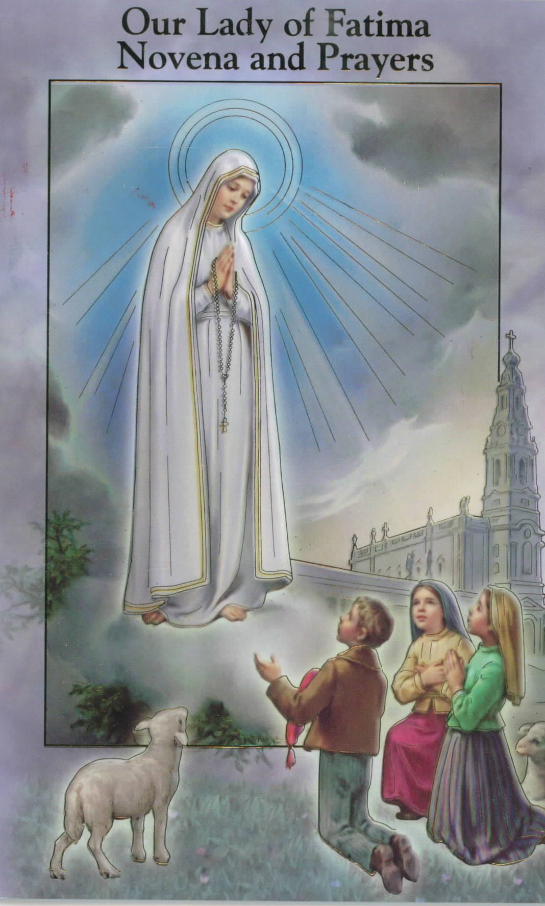 Our Lady of Fatima Novena and Prayers Prayer Book 12-2432-225 is 3.75" x 5-7/8" and 24 pages beautifully illustrated with Italian Fratelli-Bonella Artwork