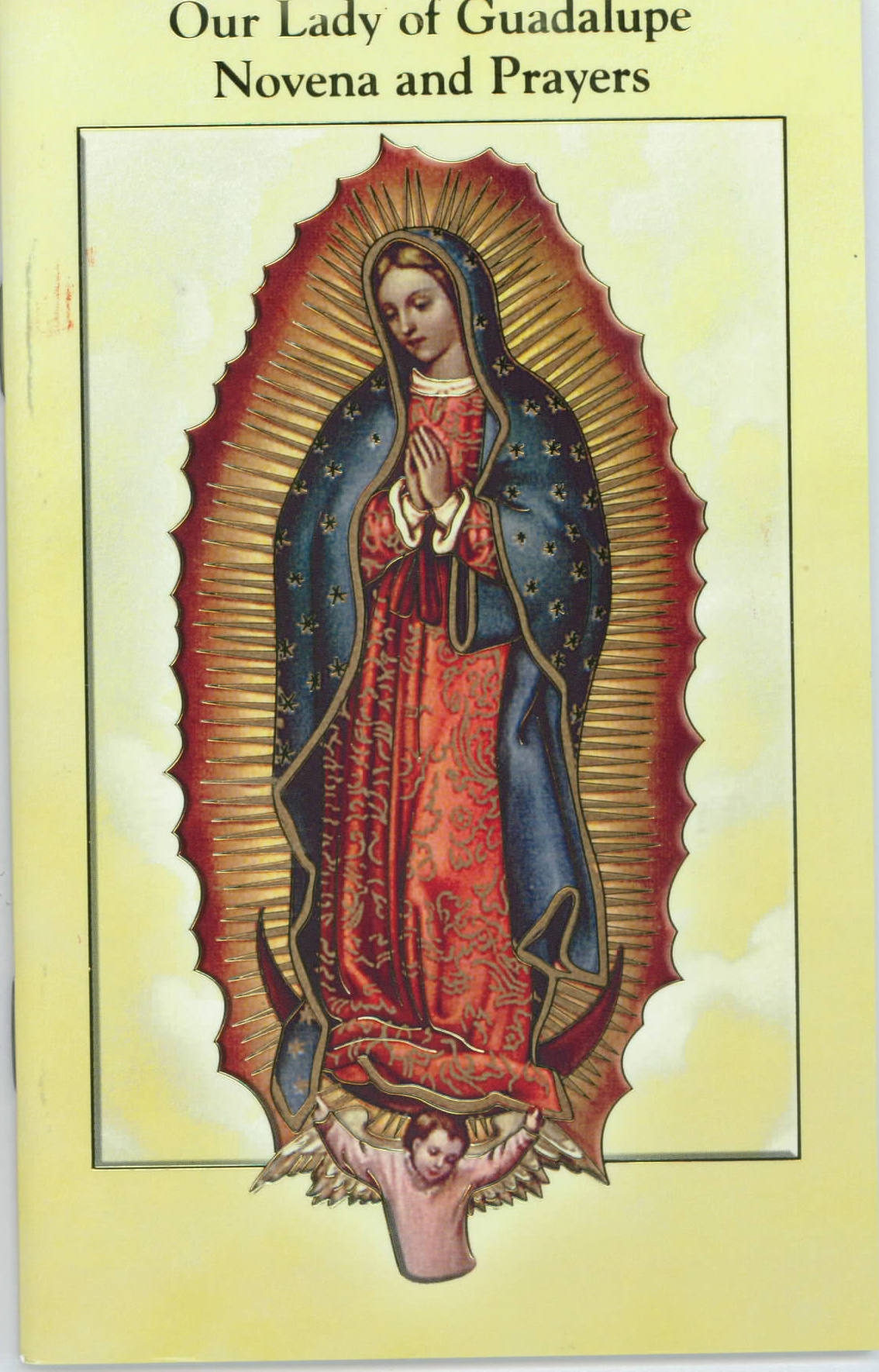 Our Lady of Guadalupe Novena and Prayers Prayer Book 12-2432-216 is 3.75" x 6" and beautifully illustrated with 24 pages of Fratelli-Bonella Artwork. 